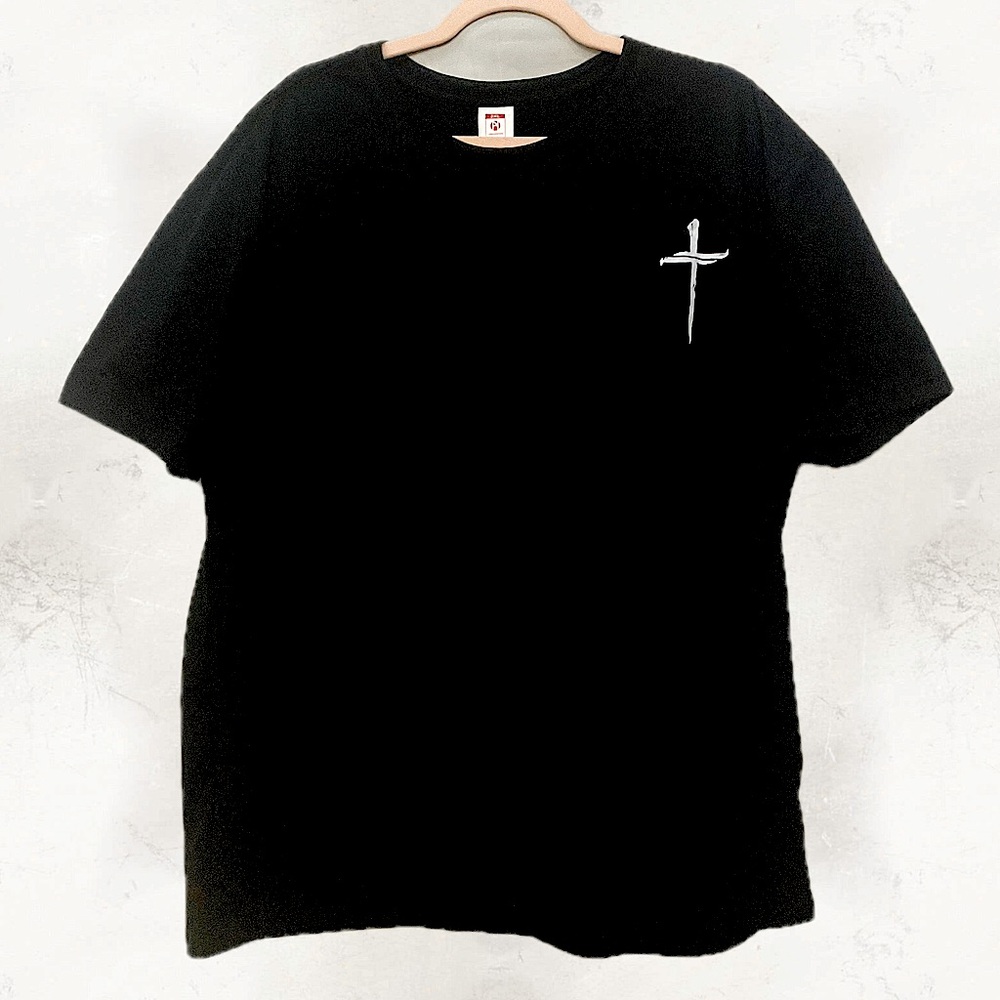 LEEHANTON NWOT Black Graphic Unisex Tee-Shirt 24" p2p
